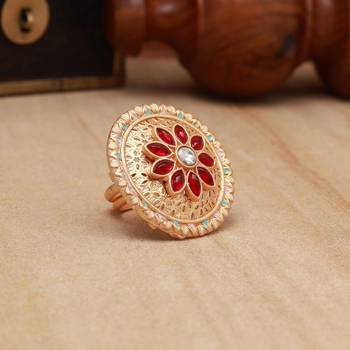 Maroon & firozi color copper finger ring 3