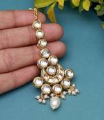 White color meena work kundan maang tikka