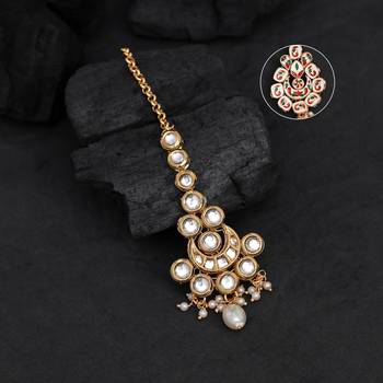 White color meena work kundan maang tikka 3