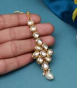 White color meena work kundan maang tikka