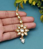 White color meena work kundan maang tikka