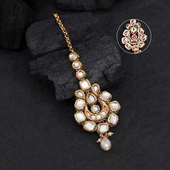 White color meena work kundan maang tikka 3