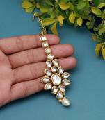 White color meena work kundan maang tikka