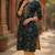 women green silk blend ethnic motifs printed straight kurta