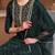 women green silk blend solid woven design flared empire kurta pant with dupatta