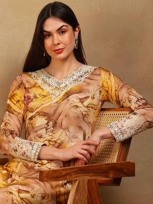 women mustard viscose rayon tie and dye printed straight kurta 2