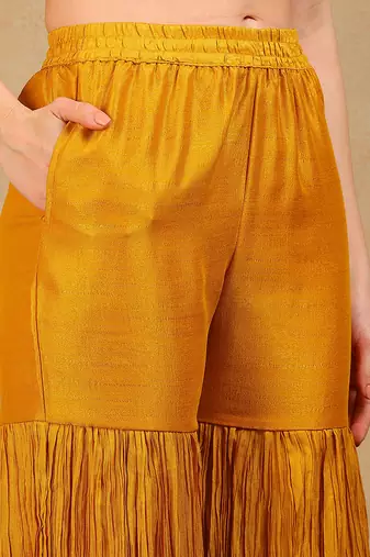 Mustard Silk Zari Work Palazzo Set
