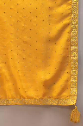 Mustard Silk Zari Work Palazzo Set
