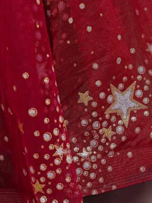 White Button Red New Latest Star net Birthday Kids Gown for Girls Maxi Dress Gown 3