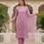 women lavender silk blend solid embroidered straight kurta pant with dupatta