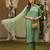 women green silk blend solid embroidered straight kurta pant with dupatta