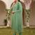 women green silk blend solid embroidered straight kurta pant with dupatta
