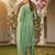 women green silk blend solid embroidered straight kurta pant with dupatta