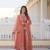 Peach russian silk with kali pattern flair salwar suit