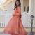 Peach russian silk with kali pattern flair salwar suit