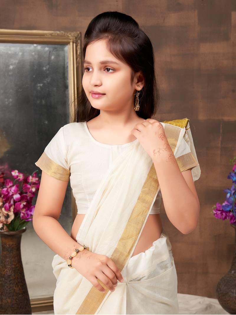 AROMIE Indian Ethnic Dress for Girls Canada - Cream Floral