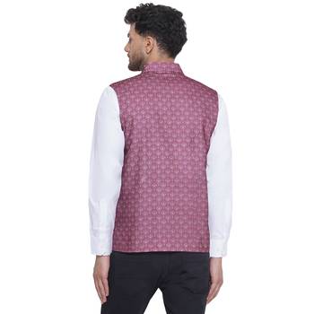 Veera paridhaan cotton printed nehru jacket for men (pink) 4