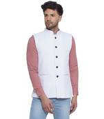 Veera paridhaan cotton knitted nehru jacket for men (white)