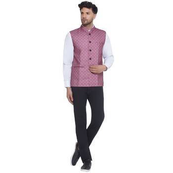 Veera paridhaan cotton printed nehru jacket for men (pink) 5