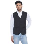 solid slub waist coat for men (black)