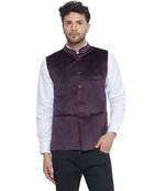 velvet solid nehru jacket for men(wine)
