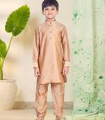 PehanaavaBoys Long Sleeve Ethnic Festive & Party Cotton Kurta Payjama  Sets Rose Gold