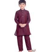PehanaavaBoys Long Sleeve Ethnic Festive & Party Cotton Kurta Payjama  Sets Wine