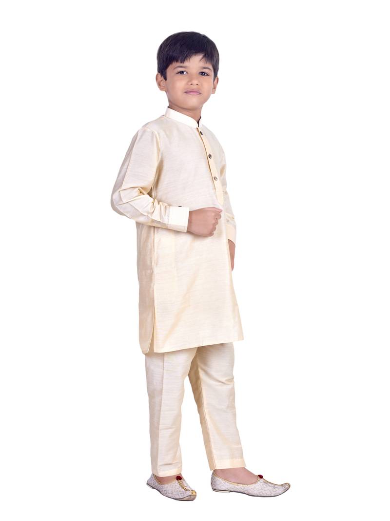 PehanaavaBoys Long Sleeve Ethnic Festive & Party Cotton Kurta Payjama  Sets Gold