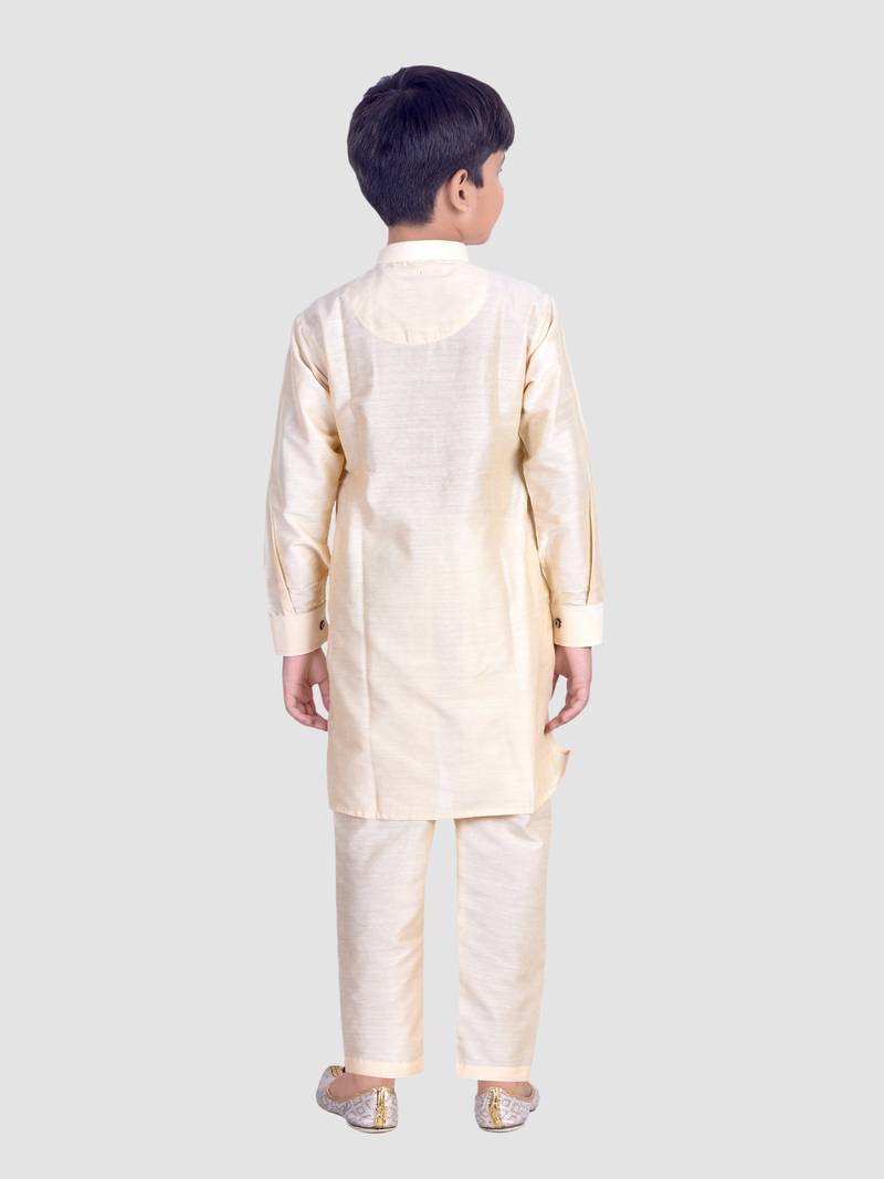 PehanaavaBoys Long Sleeve Ethnic Festive & Party Cotton Kurta Payjama  Sets Gold
