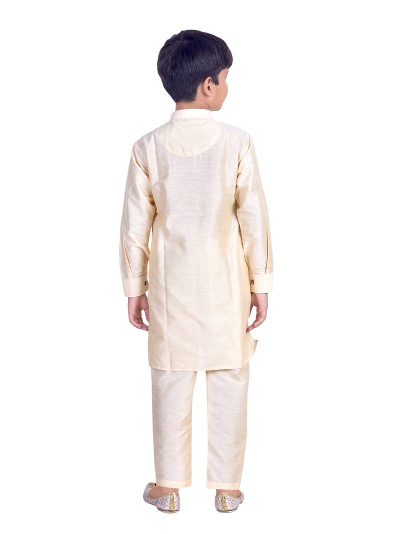 PehanaavaBoys Long Sleeve Ethnic Festive & Party Cotton Kurta Payjama  Sets Gold