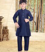 PehanaavaBoys Long Sleeve Ethnic Festive & Party Cotton Kurta Payjama  Sets Black