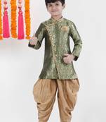 PehanaavaBoys Long Sleeve Ethnic Festive & Party  Sherwani Dhoti Pant  Sets Green