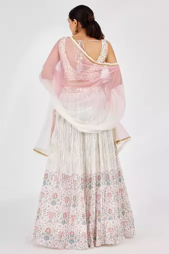 divine off white digital print georgette festive lehenga set choli with dupatta 