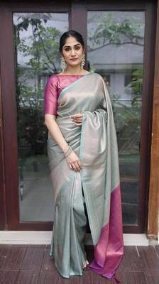 Faux Kanjivaram Pure Soft Lichi Silk Saree With Blouse Piece 1