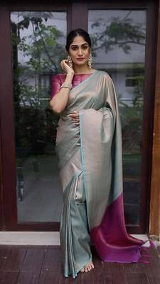 Faux Kanjivaram Pure Soft Lichi Silk Saree With Blouse Piece 2
