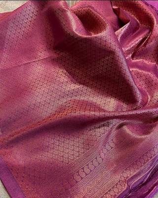 Faux Kanjivaram Pure Soft Lichi Silk Saree With Blouse Piece 4
