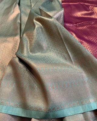 Faux Kanjivaram Pure Soft Lichi Silk Saree With Blouse Piece 5