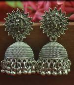 Designer black onyx stone oxidised jhumka jhumki earrings for women