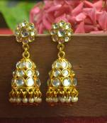 Designer kundan stone gold plated jhumka stud earrings for women