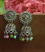 Designer small oxidised multicolour jhumka earrings for women