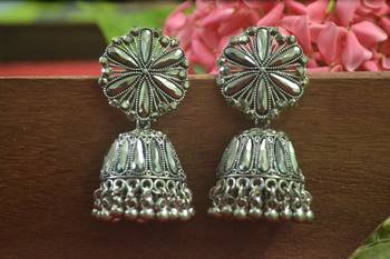 Designer oxidised jhumka earrings for women 1
