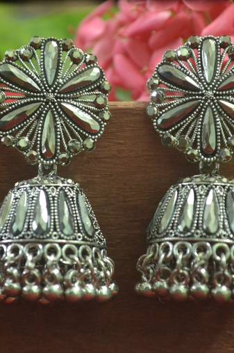 Designer oxidised jhumka earrings for women