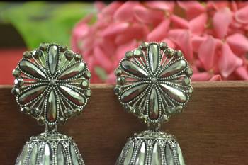 Designer oxidised jhumka earrings for women 2