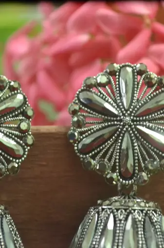 Designer oxidised jhumka earrings for women