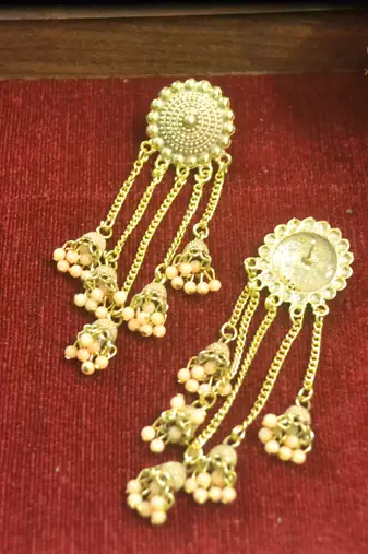 Designer long bahubali jhumka dangler stud earrings for women