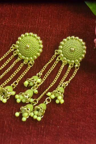 Designer long bahubali jhumka dangler stud earrings for women