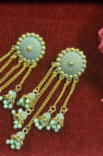 Designer long bahubali jhumka dangler stud earrings for women