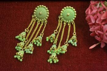 Designer long bahubali jhumka dangler stud earrings for women 1