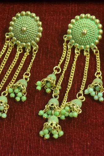 Designer long bahubali jhumka dangler stud earrings for women