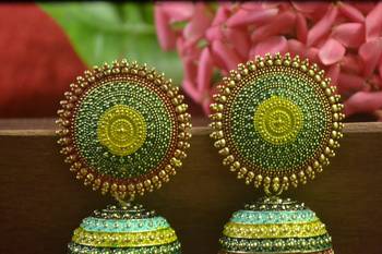 Designer multicolour meenakari beaded oxidised jhumka jhumki for women 2